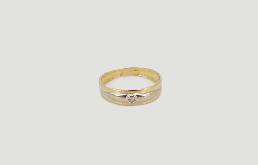 Anillo de oro combinado de 18k. de segunda mano. Joyería de ocasión | ROYALHYSTERIA