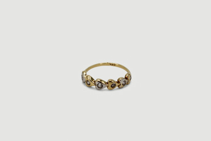 Anillo de oro combinado de 18k. de segunda mano. Joyería de ocasión | ROYALHYSTERIA