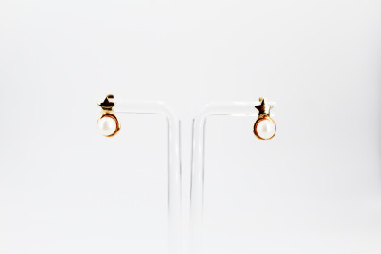 Pendiente de oro combinado de 18k. de segunda mano. Joyería de ocasión | ROYALHYSTERIA