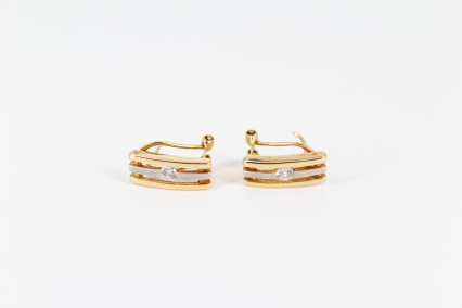 Pendiente de oro combinado de 18k. de segunda mano. Joyería de ocasión | ROYALHYSTERIA