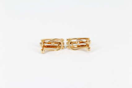 Pendiente de oro combinado de 18k. de segunda mano. Joyería de ocasión | ROYALHYSTERIA