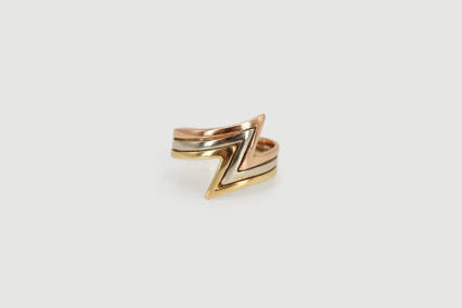 Anillo de oro combinado de 18k. de segunda mano. Joyería de ocasión | ROYALHYSTERIA