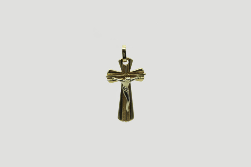 Cruz de oro combinado de 18k. de segunda mano. Joyería de ocasión | ROYALHYSTERIA