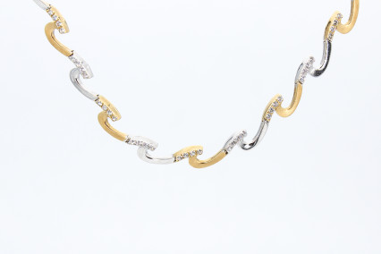 Gargantilla de oro combinado de 18k. de segunda mano. Joyería de ocasión | ROYALHYSTERIA