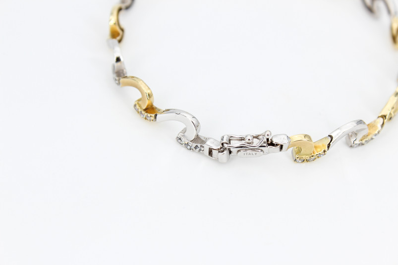 Pulsera de oro combinado de 18k. de segunda mano. Joyería de ocasión | ROYALHYSTERIA