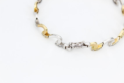 Pulsera de oro combinado de 18k. de segunda mano. Joyería de ocasión | ROYALHYSTERIA