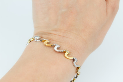 Pulsera de oro combinado de 18k. de segunda mano. Joyería de ocasión | ROYALHYSTERIA