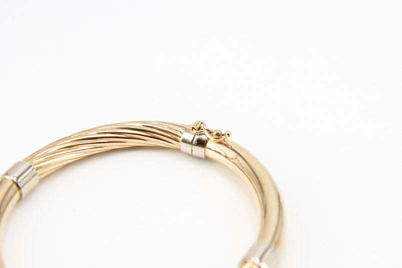 Caña de oro combinado de 18k. de segunda mano. Joyería de ocasión | ROYALHYSTERIA