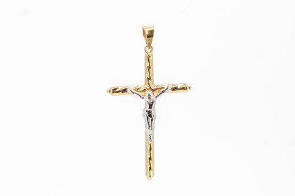 Cruz de oro combinado de 18k. de segunda mano. Joyería de ocasión | ROYALHYSTERIA