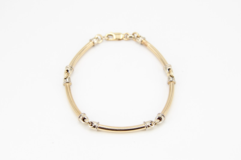 Pulsera de oro combinado de 18k. de segunda mano. Joyería de ocasión | ROYALHYSTERIA