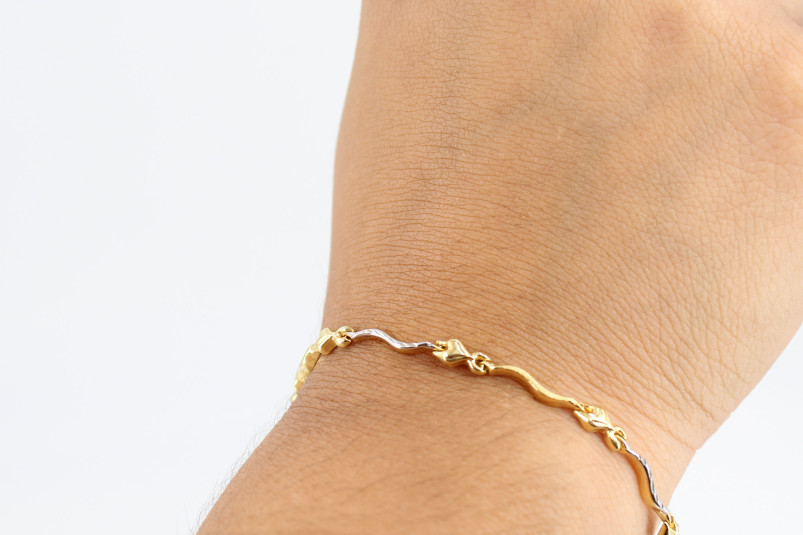 Pulsera de oro combinado de 18k. de segunda mano. Joyería de ocasión | ROYALHYSTERIA