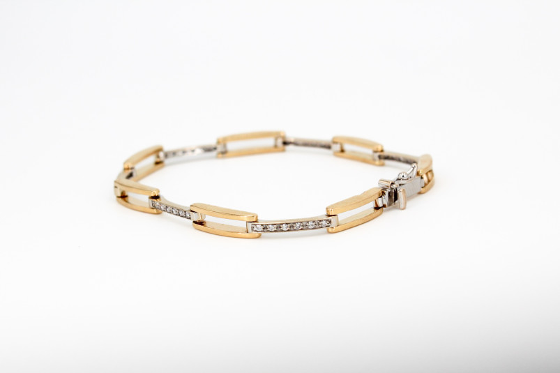 Pulsera de oro combinado de 18k. de segunda mano. Joyería de ocasión | ROYALHYSTERIA