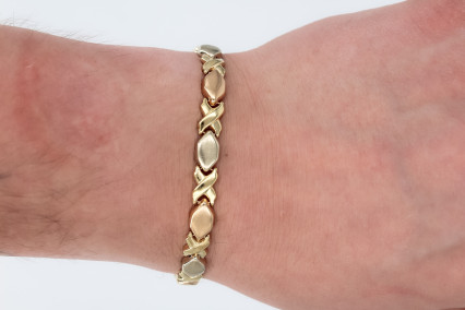 Pulsera de oro combinado de 18k. de segunda mano. Joyería de ocasión | ROYALHYSTERIA