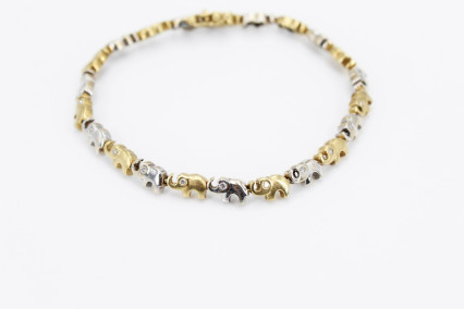 Pulsera de oro combinado de 18k. de segunda mano. Joyería de ocasión | ROYALHYSTERIA