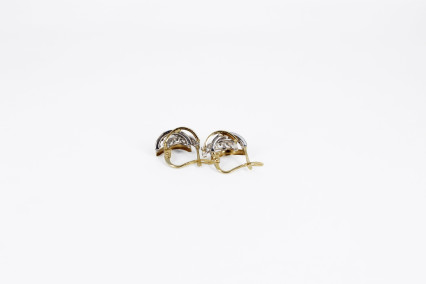 Pendiente de oro combinado de 18k. de segunda mano. Joyería de ocasión | ROYALHYSTERIA