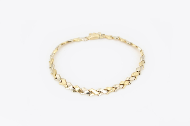 Pulsera de oro combinado de 18k. de segunda mano. Joyería de ocasión | ROYALHYSTERIA