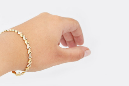 Pulsera de oro combinado de 18k. de segunda mano. Joyería de ocasión | ROYALHYSTERIA