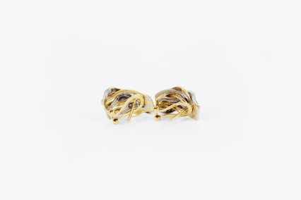 Pendiente de oro combinado de 18k. de segunda mano. Joyería de ocasión | ROYALHYSTERIA