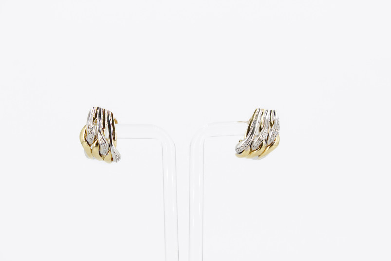 Pendiente de oro combinado de 18k. de segunda mano. Joyería de ocasión | ROYALHYSTERIA