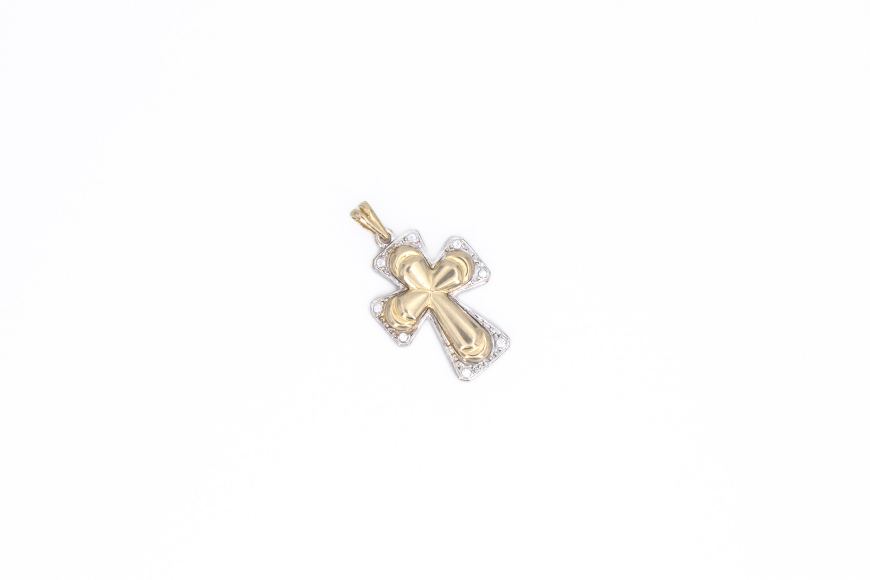 Cruz de oro combinado de 18k. de segunda mano. Joyería de ocasión | ROYALHYSTERIA