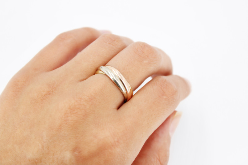 Alianza de oro combinado de 14k. de segunda mano. Joyería de ocasión | ROYALHYSTERIA