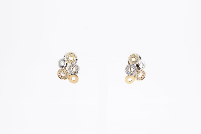 Pendiente de oro combinado de 18k con diamantes. de segunda mano. Joyería de ocasión | ROYALHYSTERIA