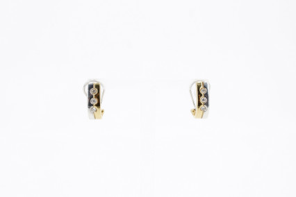 Pendiente de oro combinado de 18k con diamantes. de segunda mano. Joyería de ocasión | ROYALHYSTERIA