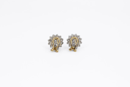 Pendiente de oro combinado de 18k. de segunda mano. Joyería de ocasión | ROYALHYSTERIA