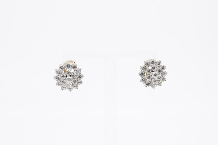 Pendiente de oro combinado de 18k. de segunda mano. Joyería de ocasión | ROYALHYSTERIA