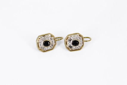 Pendiente de oro combinado de 18k. de segunda mano. Joyería de ocasión | ROYALHYSTERIA