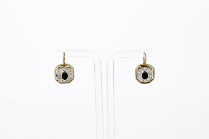 Pendiente de oro combinado de 18k. de segunda mano. Joyería de ocasión | ROYALHYSTERIA