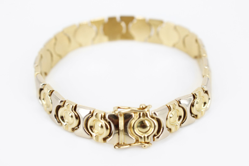 Pulsera de oro combinado de 18k. de segunda mano. Joyería de ocasión | ROYALHYSTERIA