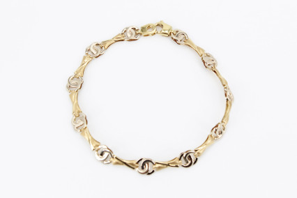 Pulsera de oro combinado de 18k. de segunda mano. Joyería de ocasión | ROYALHYSTERIA