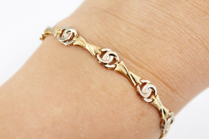 Pulsera de oro combinado de 18k. de segunda mano. Joyería de ocasión | ROYALHYSTERIA