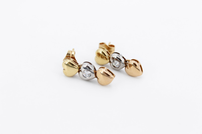 Pendiente de oro combinado de 18k. de segunda mano. Joyería de ocasión | ROYALHYSTERIA