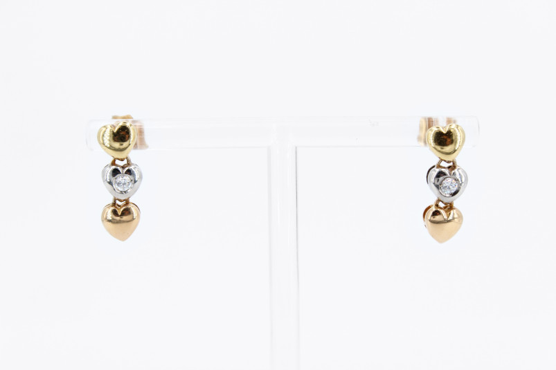 Pendiente de oro combinado de 18k. de segunda mano. Joyería de ocasión | ROYALHYSTERIA