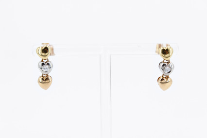 Pendiente de oro combinado de 18k. de segunda mano. Joyería de ocasión | ROYALHYSTERIA