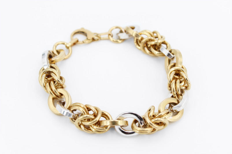 Pulsera de oro combinado de 18k. de segunda mano. Joyería de ocasión | ROYALHYSTERIA