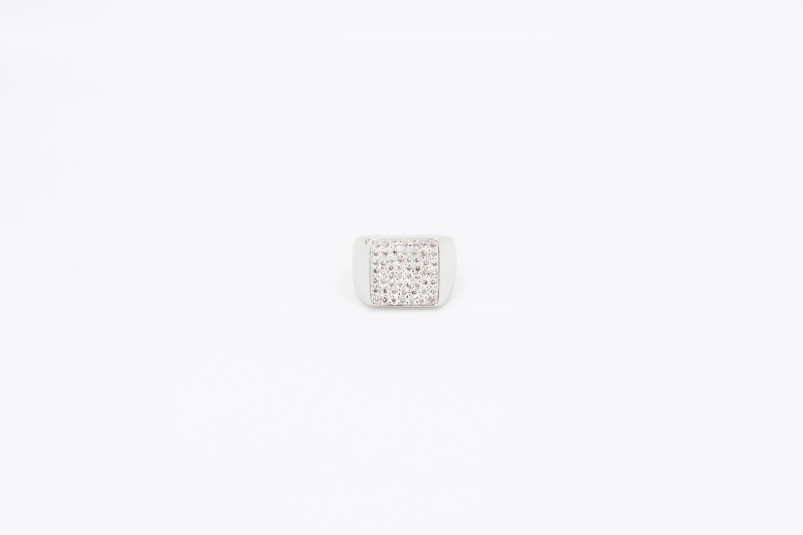 Sello de oro blanco de 18k con diamantes. de segunda mano. Joyería de ocasión | ROYALHYSTERIA