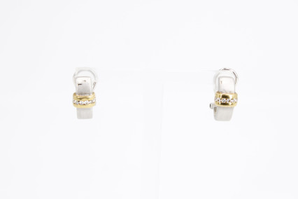 Pendiente de oro combinado de 18k con diamantes. de segunda mano. Joyería de ocasión | ROYALHYSTERIA