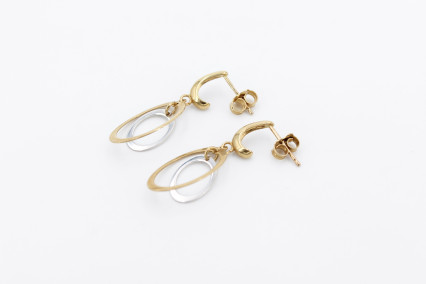 Pendiente de oro combinado de 18k. de segunda mano. Joyería de ocasión | ROYALHYSTERIA
