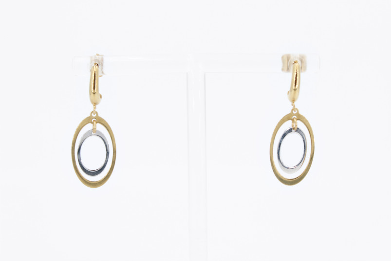 Pendiente de oro combinado de 18k. de segunda mano. Joyería de ocasión | ROYALHYSTERIA