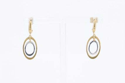 Pendiente de oro combinado de 18k. de segunda mano. Joyería de ocasión | ROYALHYSTERIA