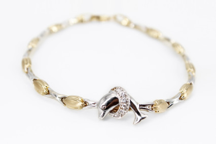 Pulsera de oro combinado de 18k. de segunda mano. Joyería de ocasión | ROYALHYSTERIA