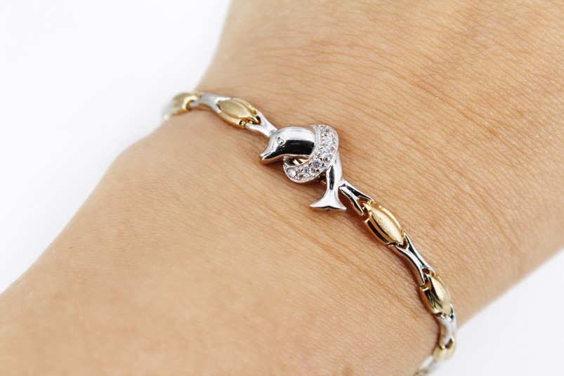 Pulsera de oro combinado de 18k. de segunda mano. Joyería de ocasión | ROYALHYSTERIA