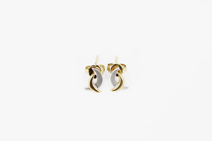 Pendiente de oro combinado de 18k. de segunda mano. Joyería de ocasión | ROYALHYSTERIA