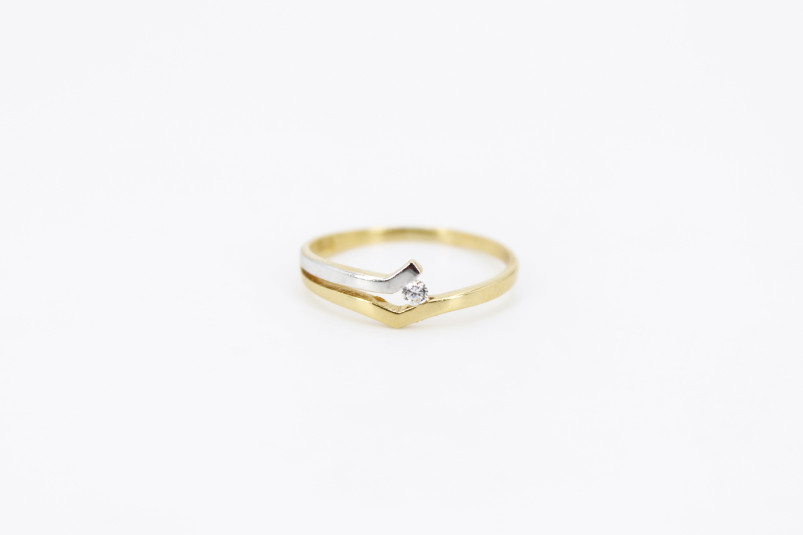 Solitario de oro combinado de 18k. de segunda mano. Joyería de ocasión | ROYALHYSTERIA