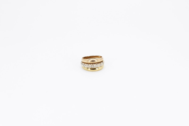 Anillo de oro combinado de 18k. de segunda mano. Joyería de ocasión | ROYALHYSTERIA
