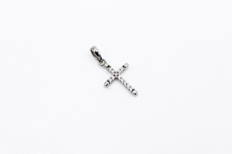 Cruz de oro blanco de 18k. de segunda mano. Joyería de ocasión | ROYALHYSTERIA