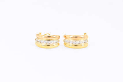 Pendiente de oro combinado de 18k. de segunda mano. Joyería de ocasión | ROYALHYSTERIA